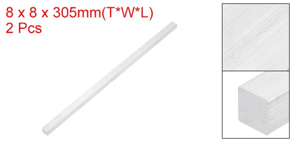 Square 6063 Aluminum Flat Bar, 2Pcs 5/16″ Thickness 5/16″ Width 12″ Length