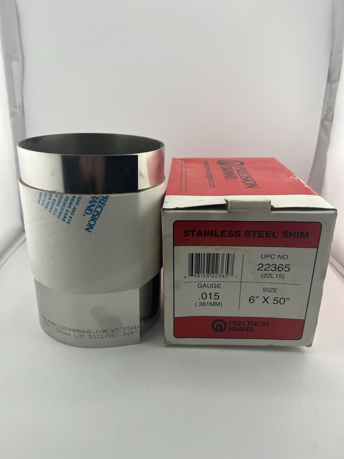 Precision Brand 22365 Stainless Steel Shim Stock Roll .015” x 6” x 50” – NOS