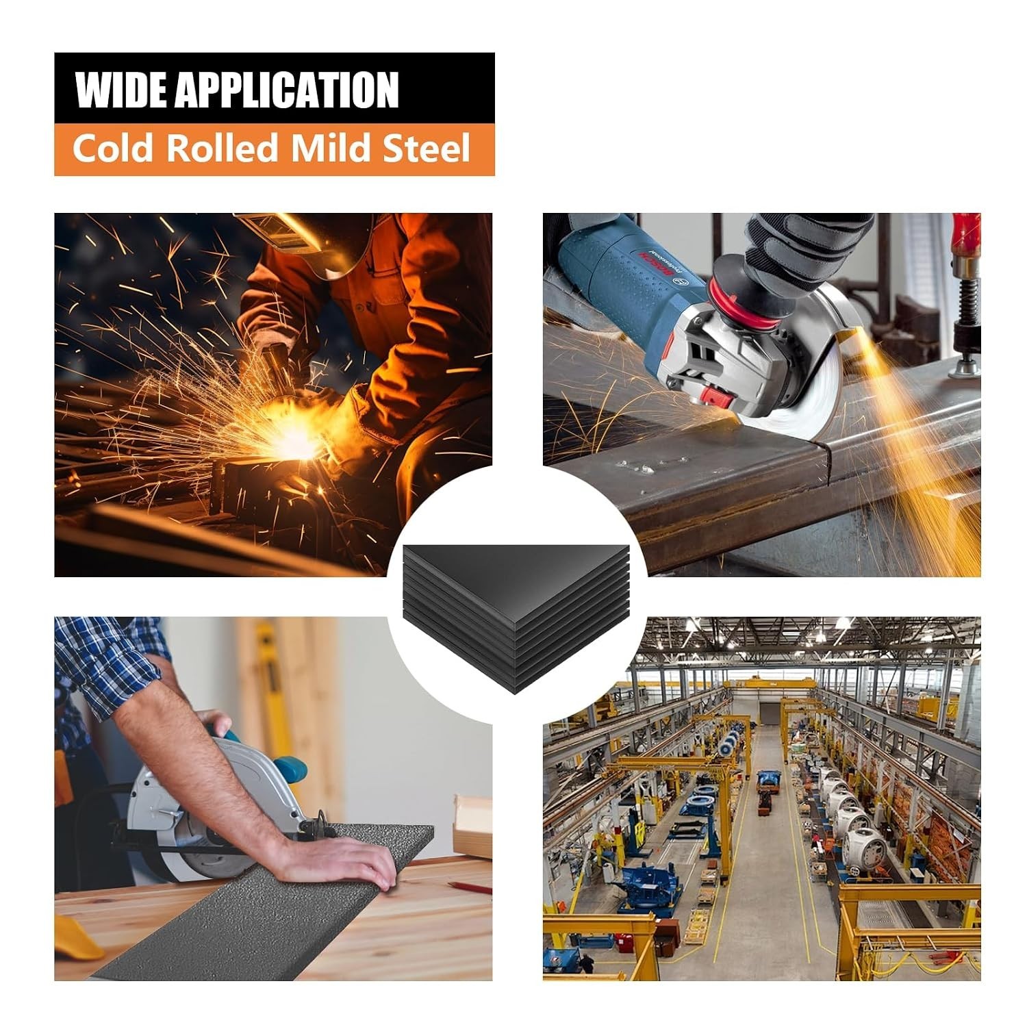 Durable 1/4″ A36 Hot Rolled Steel Plates 3×3 for Weldable Applications – 8 Pack