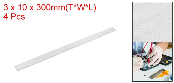 4Pcs 304 Stainless Steel Flat Bar 1/8″ Thickness 3/8″ Width 12″ Length Brushed