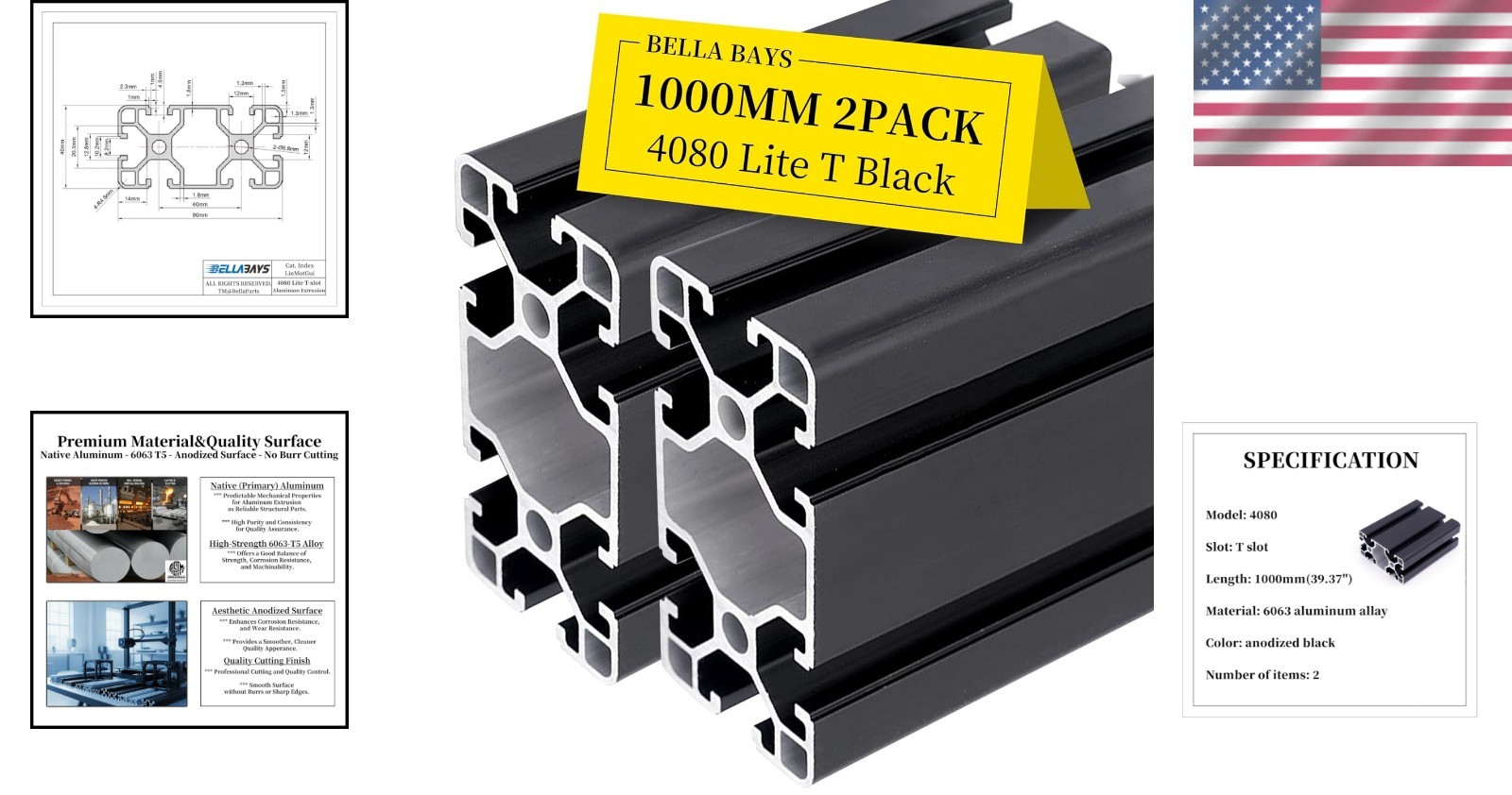 39.37in Anodized 4080 T Slot Aluminum Extrusions – Perfect for Custom Projects