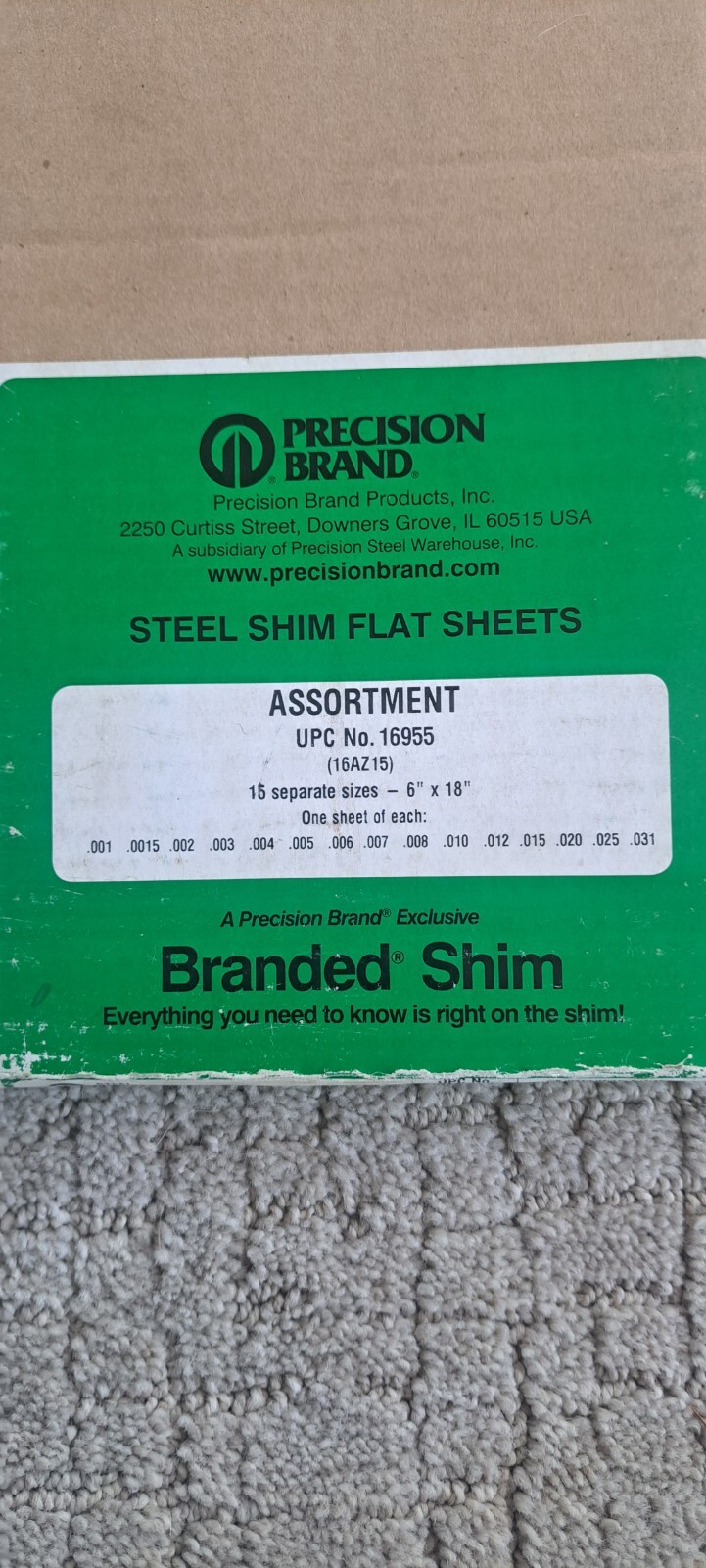 SHIM FLAT STOCK ,PRECISION BRAND 13PC IN PACKAGE