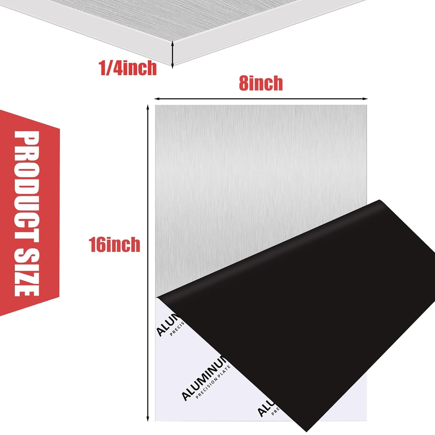 6061 Aluminum Sheet Plate, 8″ X 16″ X 1/4″ Thickness Heavy Duty Aluminum Sheets