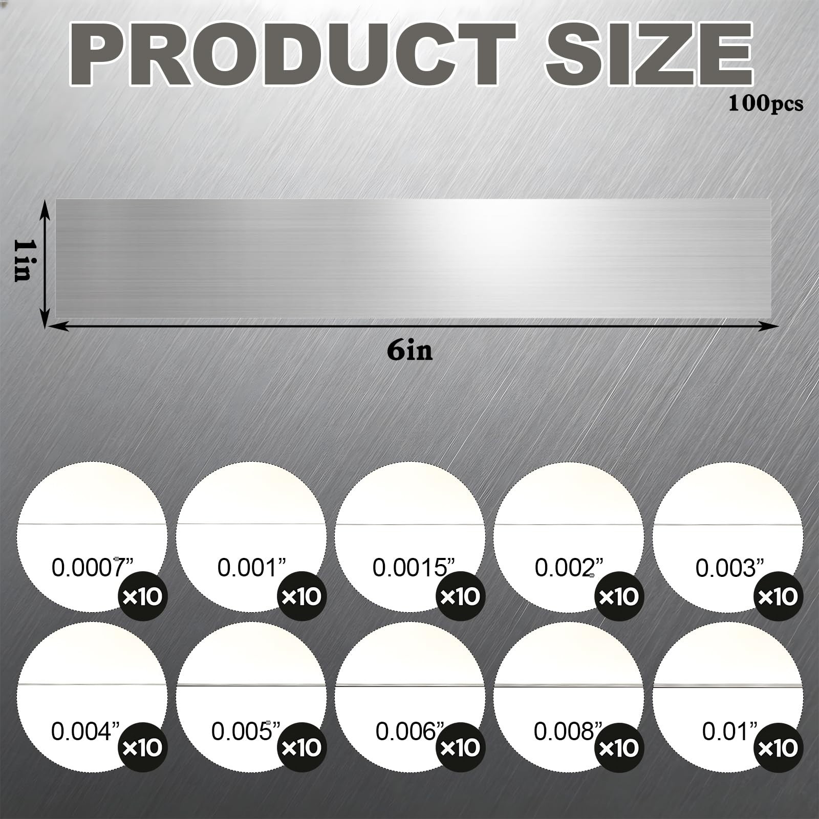 100 Pcs Stainless Steel Shim Stock Assortment, 1″ x 6″ Metal Shims for Leveling,