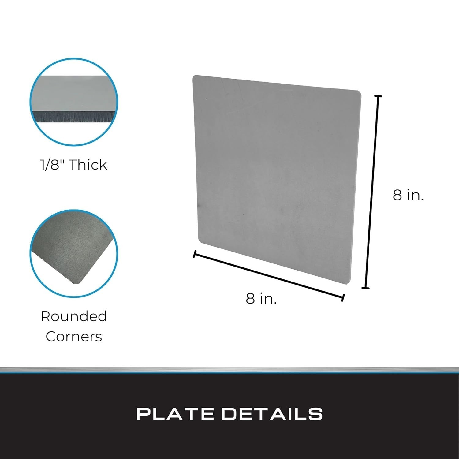 Heavy-Duty 8″ x 8″ x 1/8″ Steel Plates – 11 Gauge A36 for Structural Use