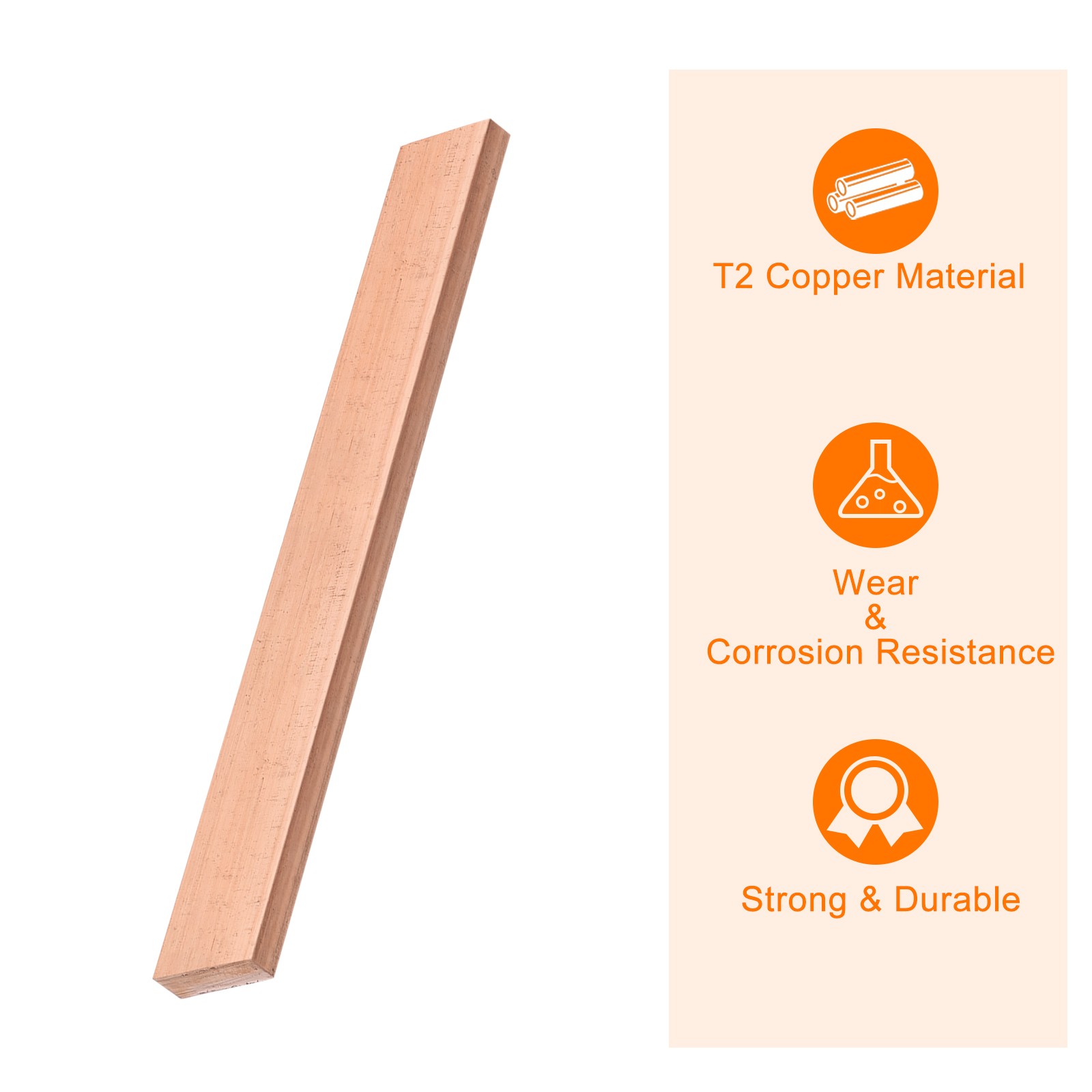 Copper Flat Bar 1/4″ Thickness x 25/32″ Width x 6″ Length Copper Bar Stock