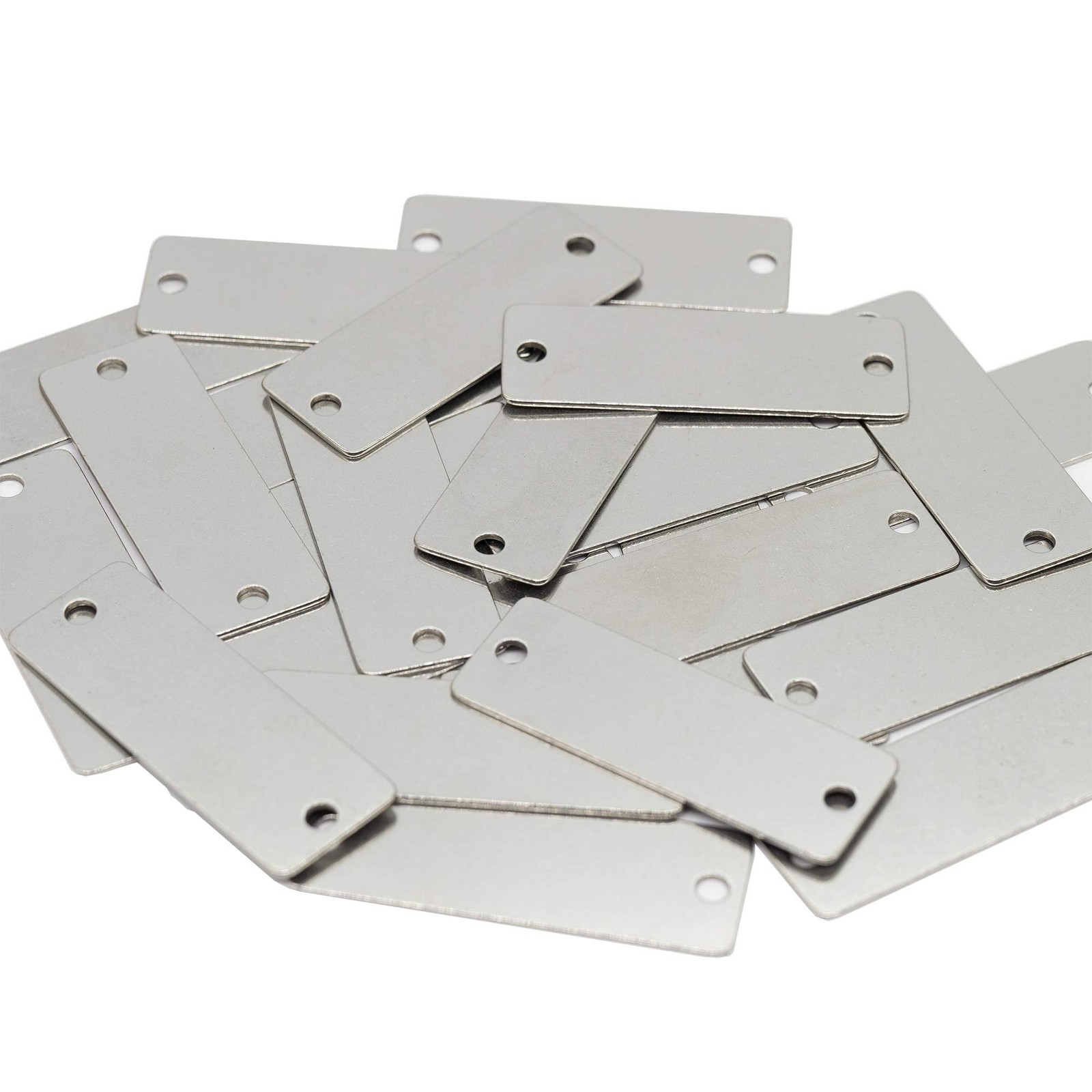 25 Pack Stainless Steel Blank Tags Rectangle Stamping Blanks with Two Holes