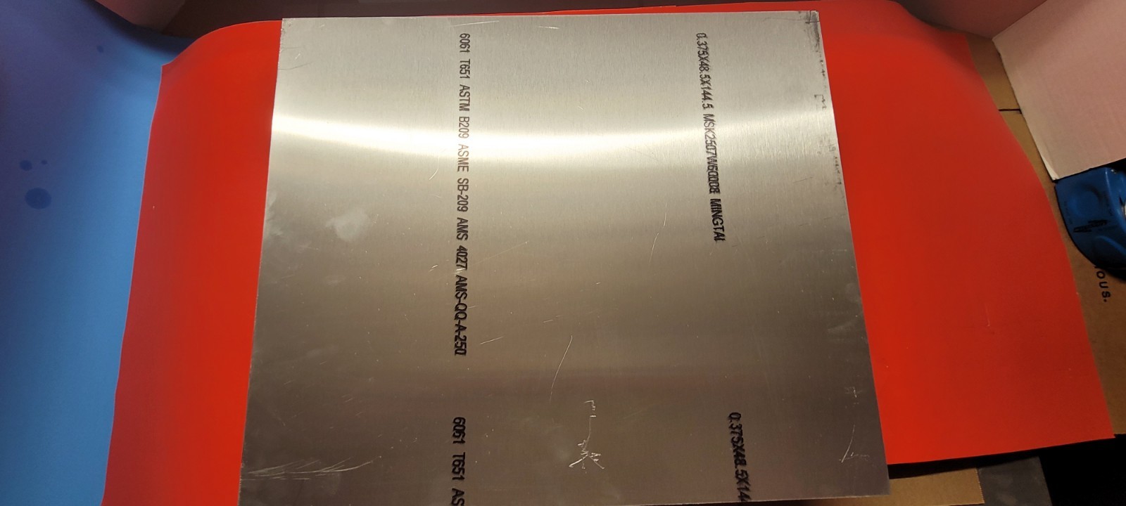 3/8″ (.375) 6061-T651 Commercial Grade Aluminum Plate 15 3/4″ X 18 1/2″