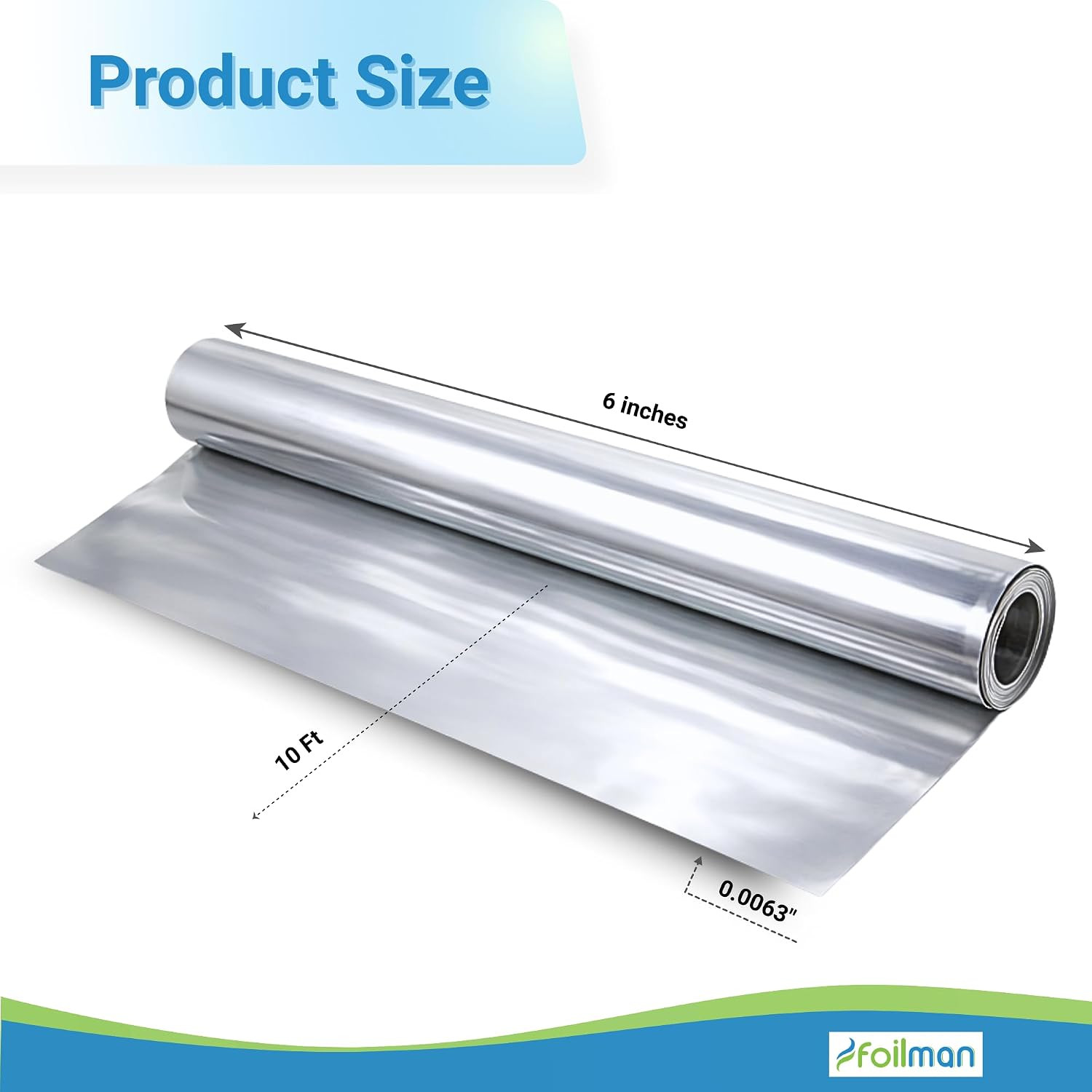Aluminum Metal Craft Foil Roll, 36 Gauge Thick Silver Embossing Foil for School