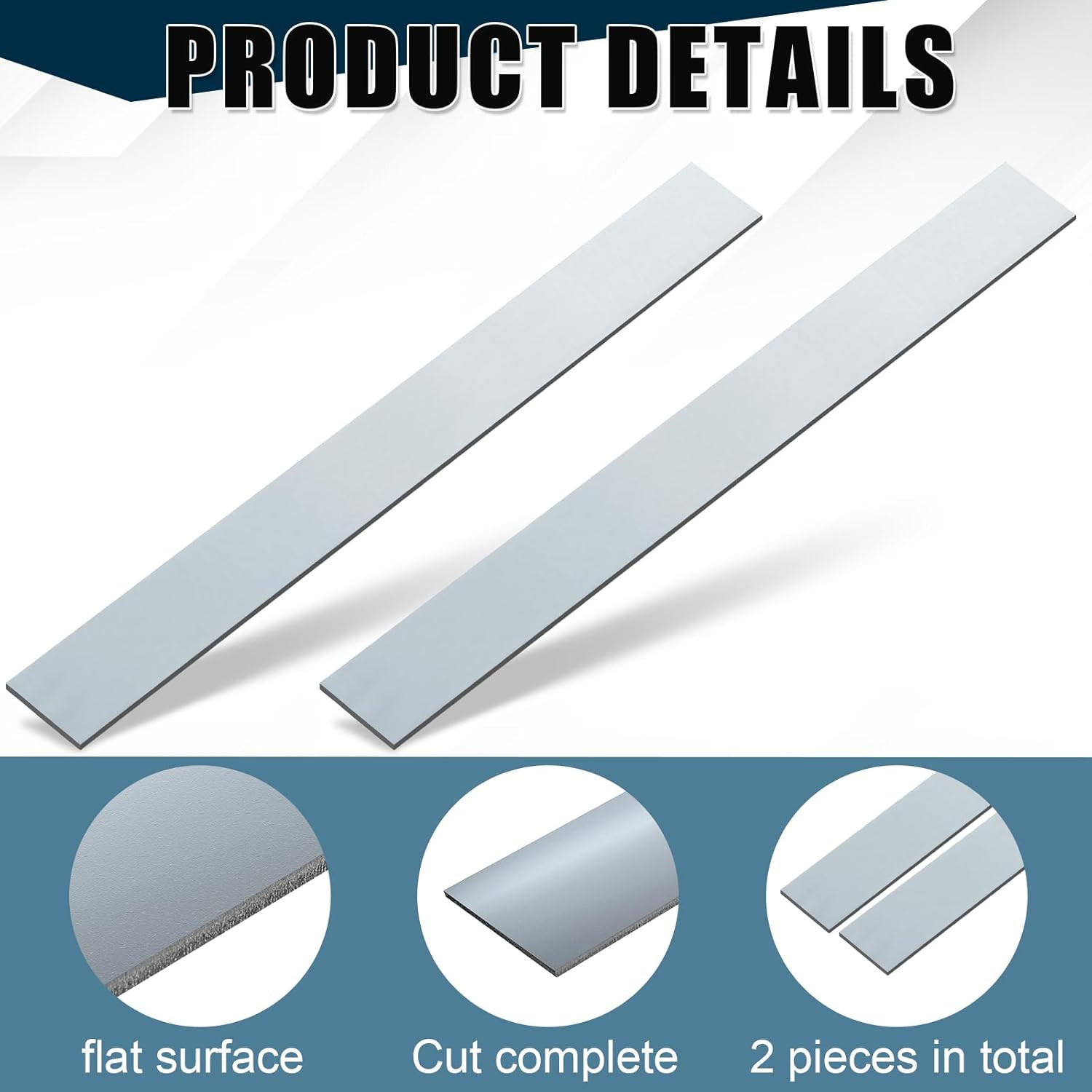 2 Pcs 304 Stainless Steel Flat Bar, 3/16″ Thickness, 1″ Width, 24″ Length 2B Fin