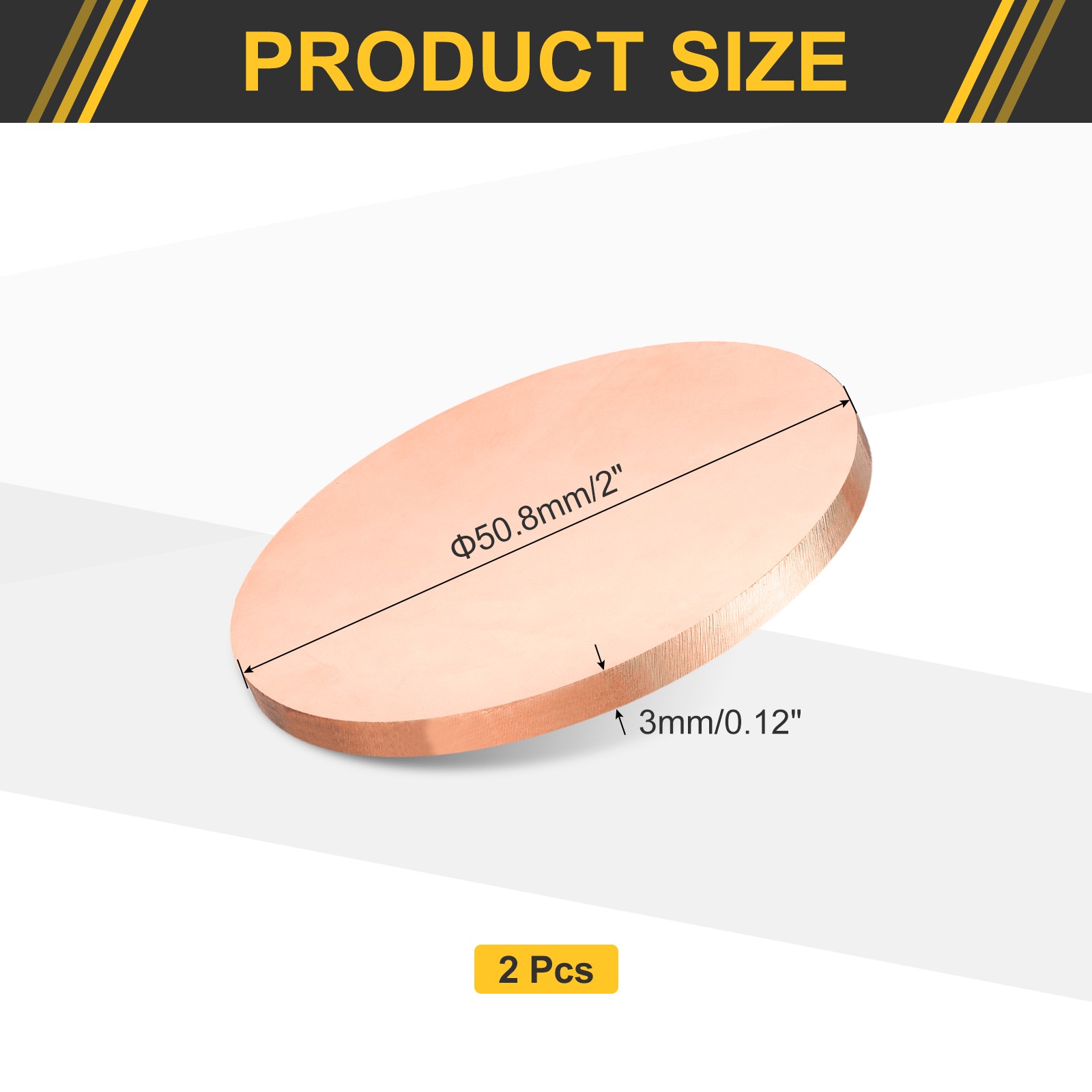 2Pcs Copper Round Plate, 0.12″ Thick 2″ Dia C1100 Pure Copper Sheet