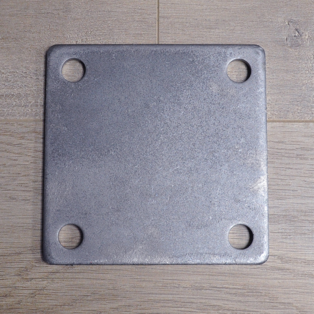 FLAT SQUARE STEEL METAL BASE PLATE 5″ x 5″ x 1/4″ THICKNESS 3/8″ HOLE | QTY 4