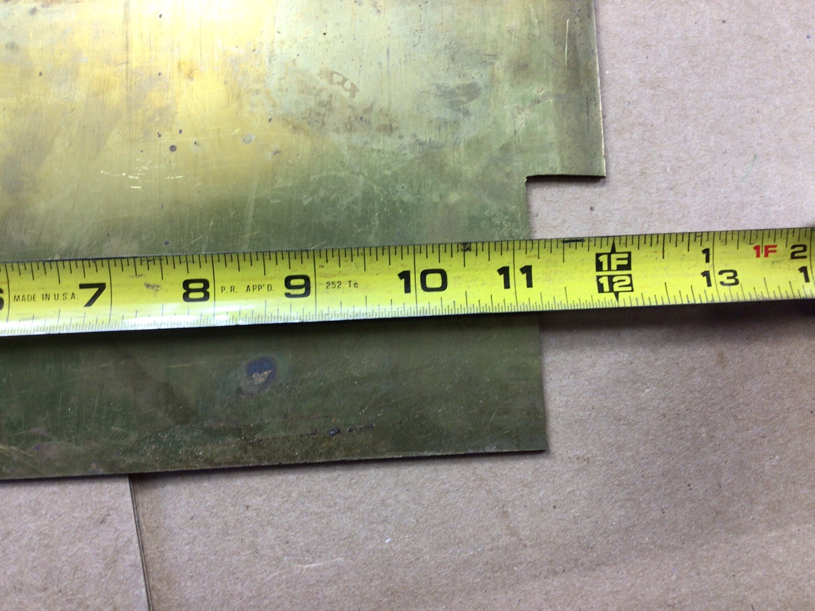 Brass Sheet Stock .063” X 5” X 12”. One Piece, Cut Out In Corner