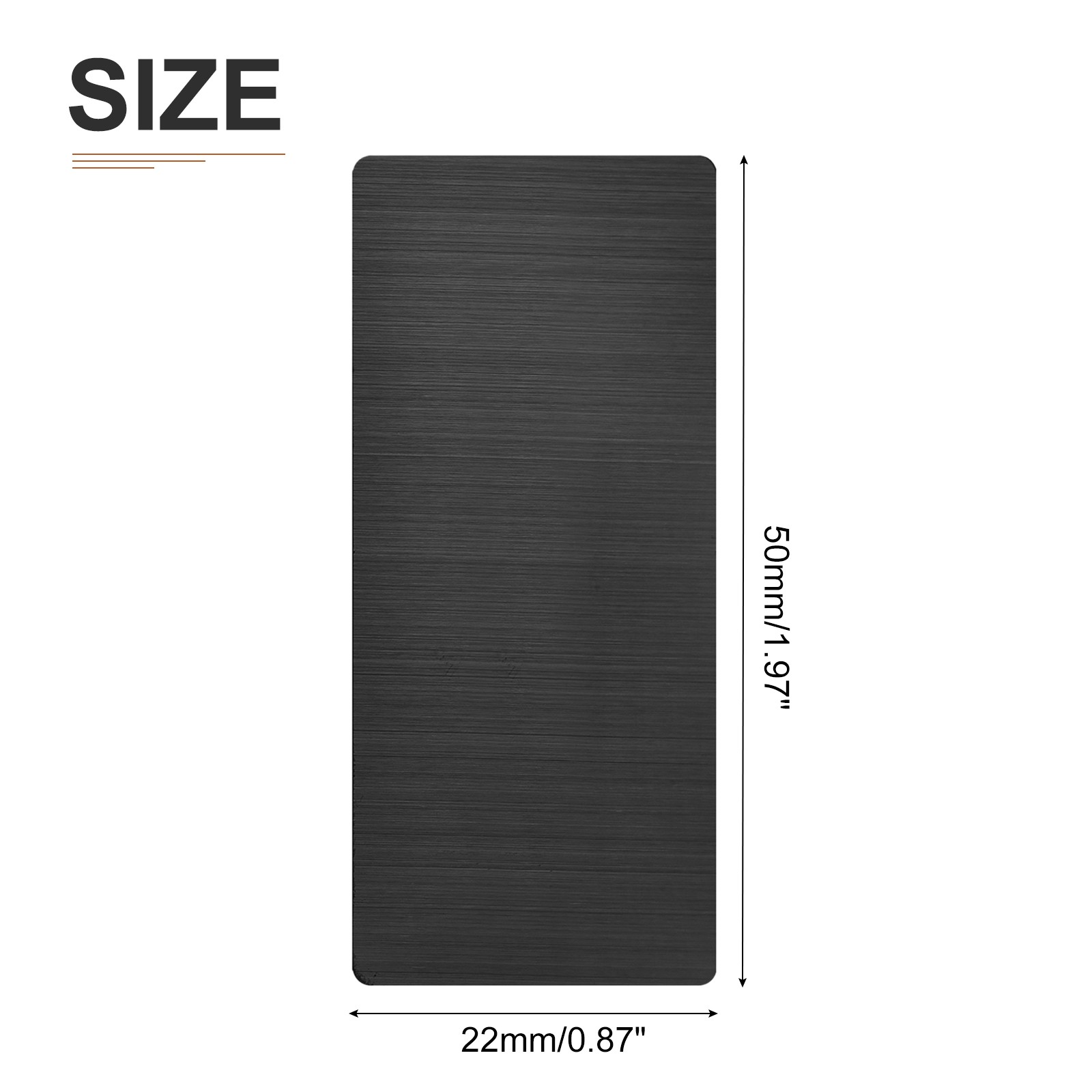 15Pack 50x22x0.4mm Blank Metal Card 201 Stainless Steel Name Cards Dark Grey