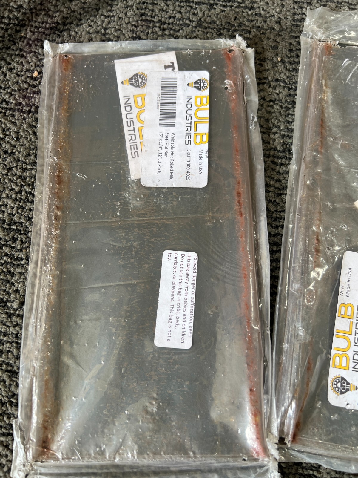 Pack of 2 BULB Industries Weldable Hot Rolled Mild Steel Flat Bar 6″ x1/4″x 12″
