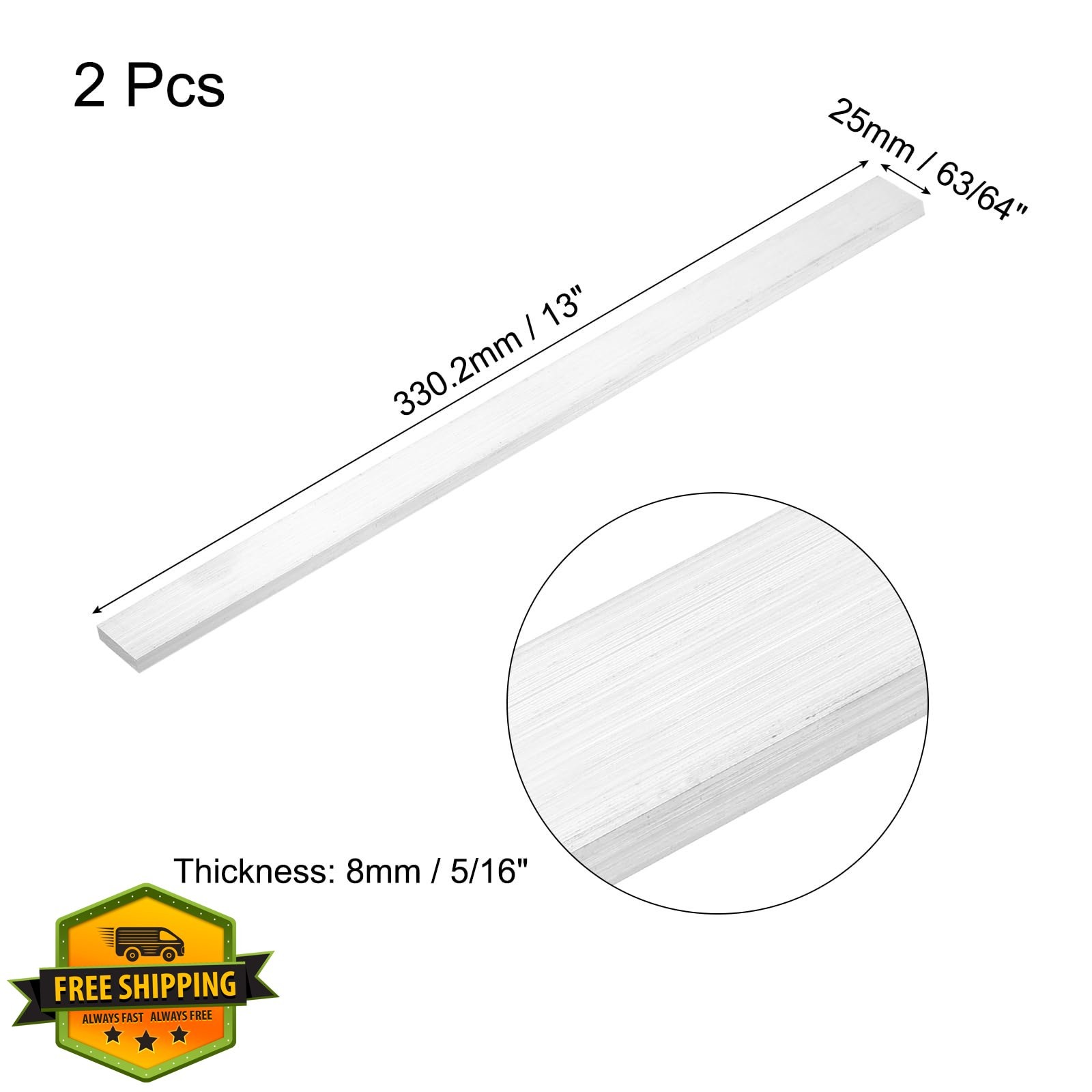 MECCANIXITY 2 Pcs 5/16″x63/64″x13″ Aluminum Bar