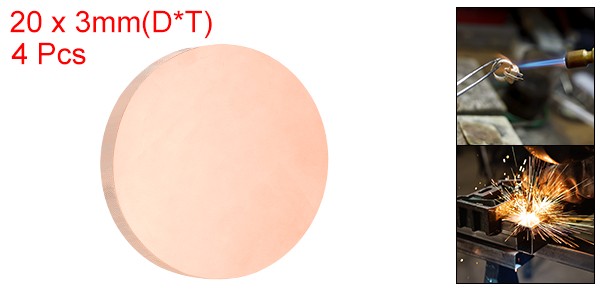 4 Pcs 0.12″ Thick 0.8″ Dia Copper Round Plate C1100 Pure Copper Sheet