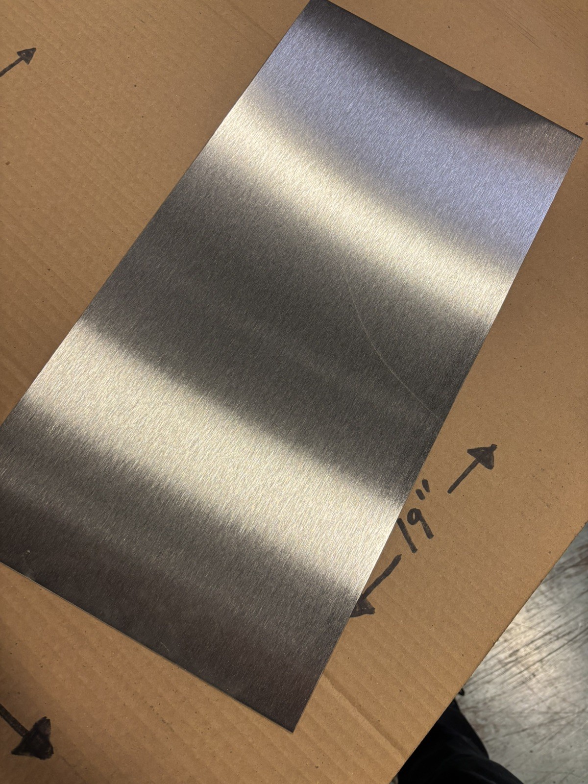 20 Ga. (0.036” Thick) T-304 Stainless Steel Sheet Metal 9.75”x19” Brushed Finish