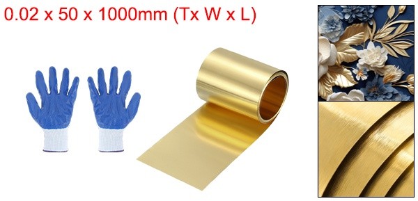 0.0008×1.97×39.4 Inch Brass Sheet Roll H62 Thin Brass Foil Strip Plate Shim