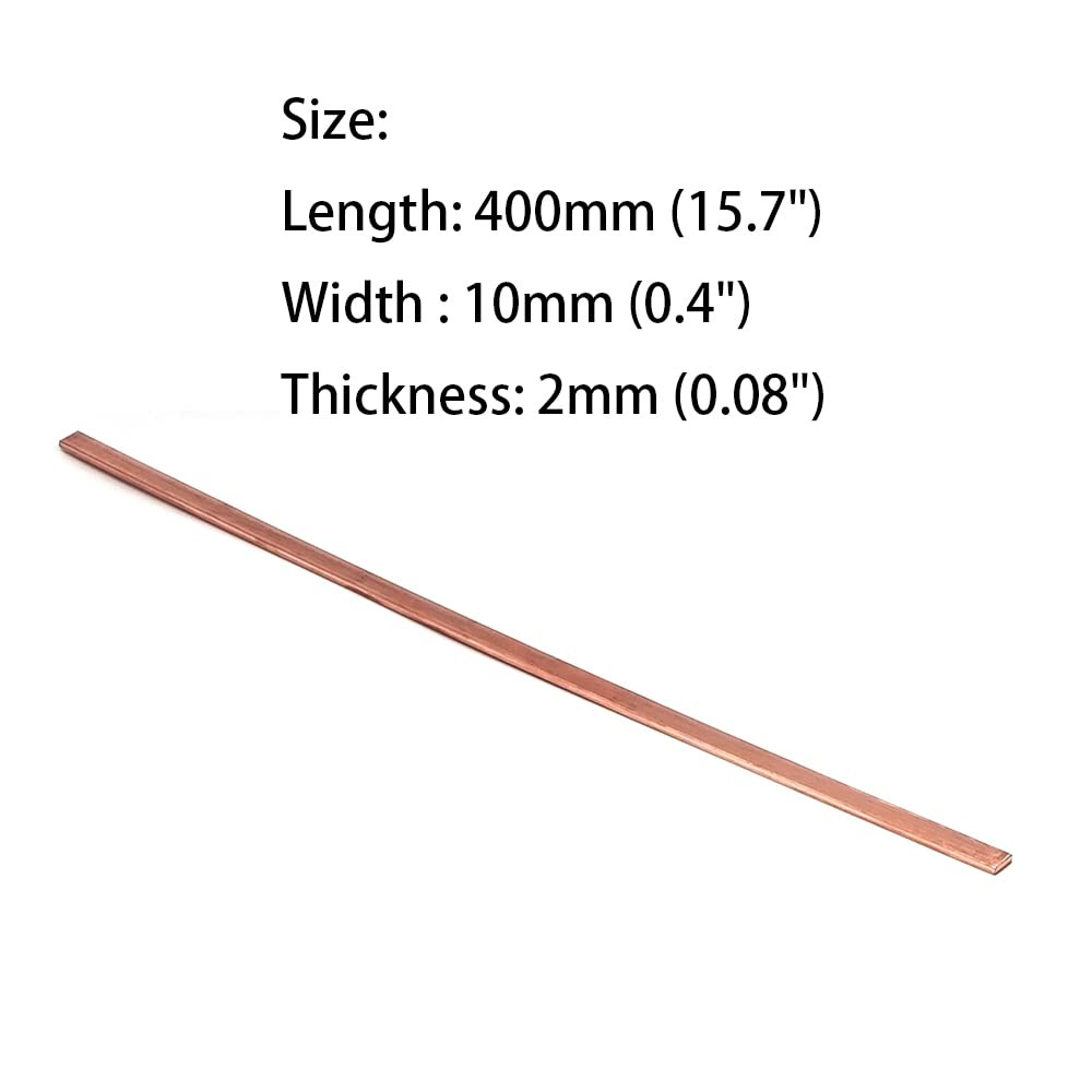 4PCS C110 Copper Flat Bar Stock, 2Mm X 10Mm X 400Mm, 0.08X0.4X15.7 Length