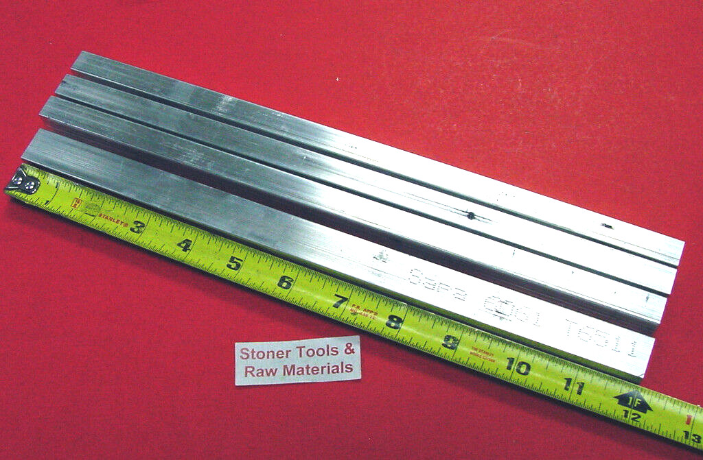4 Pieces 1/2″ X 3/4″ ALUMINUM 6061 FLAT BAR 12″ long Solid Extruded Mill Stock