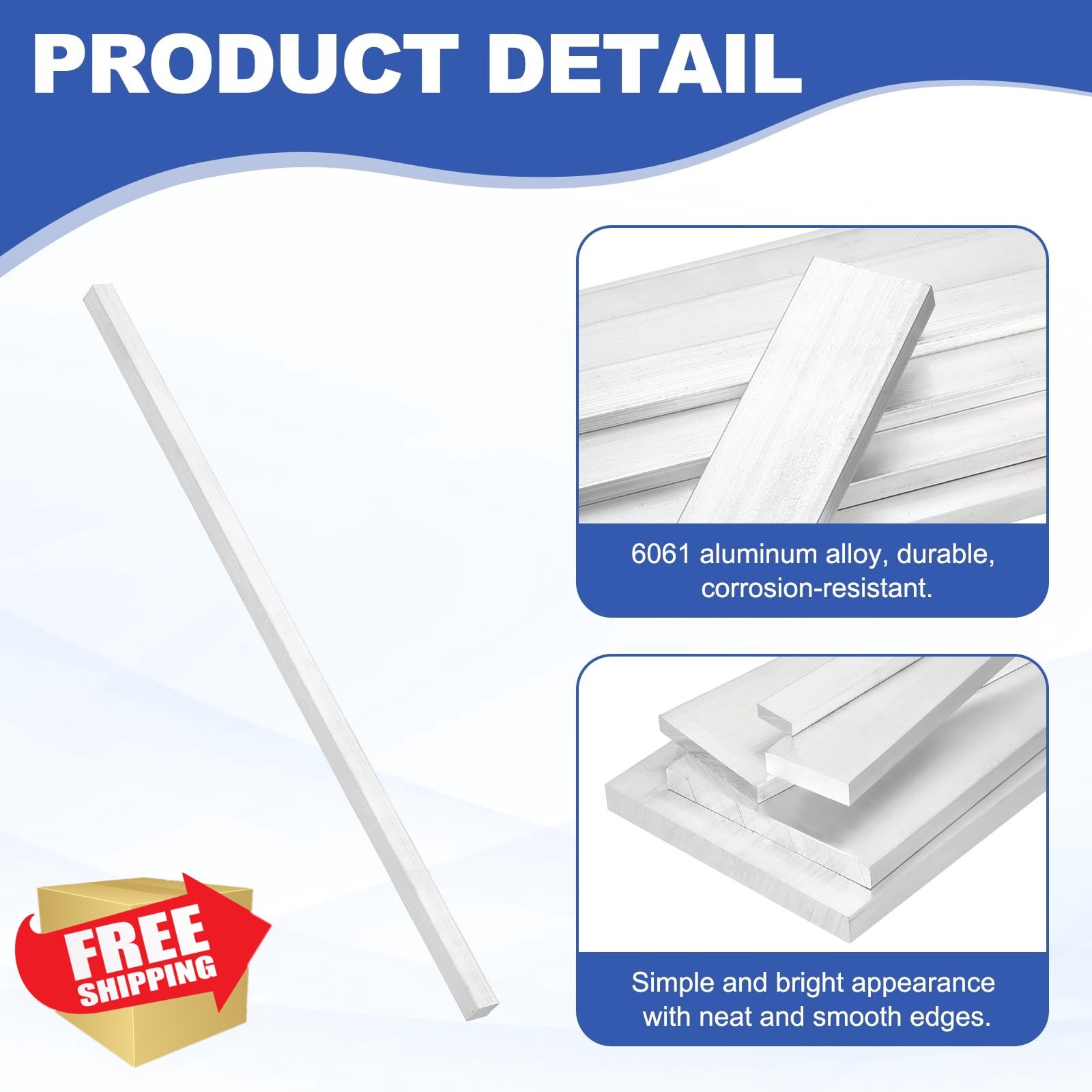 uxcell 2 Set Aluminum Flat Bar 10x10x356mm