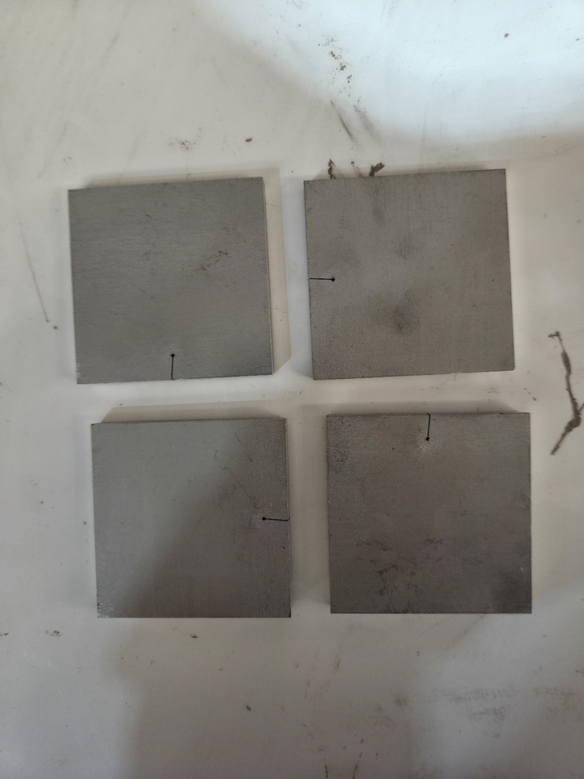 Stainless Steel Square Plates, Lot of 4, 2 1/2 in W x 2 1/2 in L x 1/4 in Thick