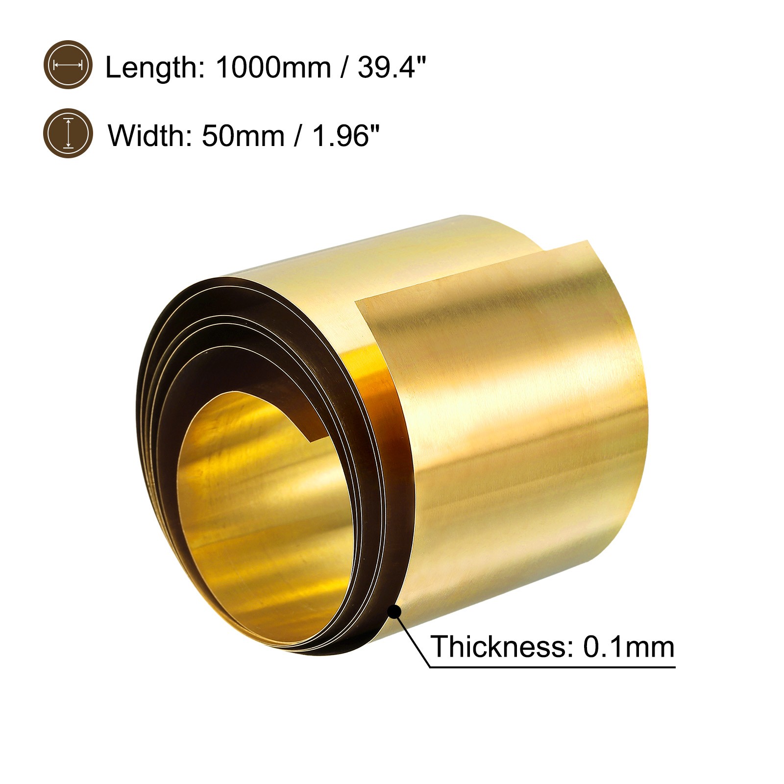 Brass Sheet Roll 0.1x50x1000mm Brass Foil Roll Brass Strip Gold