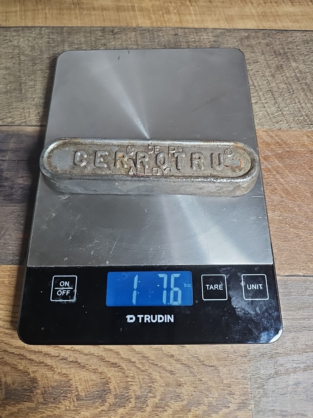 CERROTRU ALLOY 1 lb. 7.6oz BAR LOW MELTING TEMPERATURE
