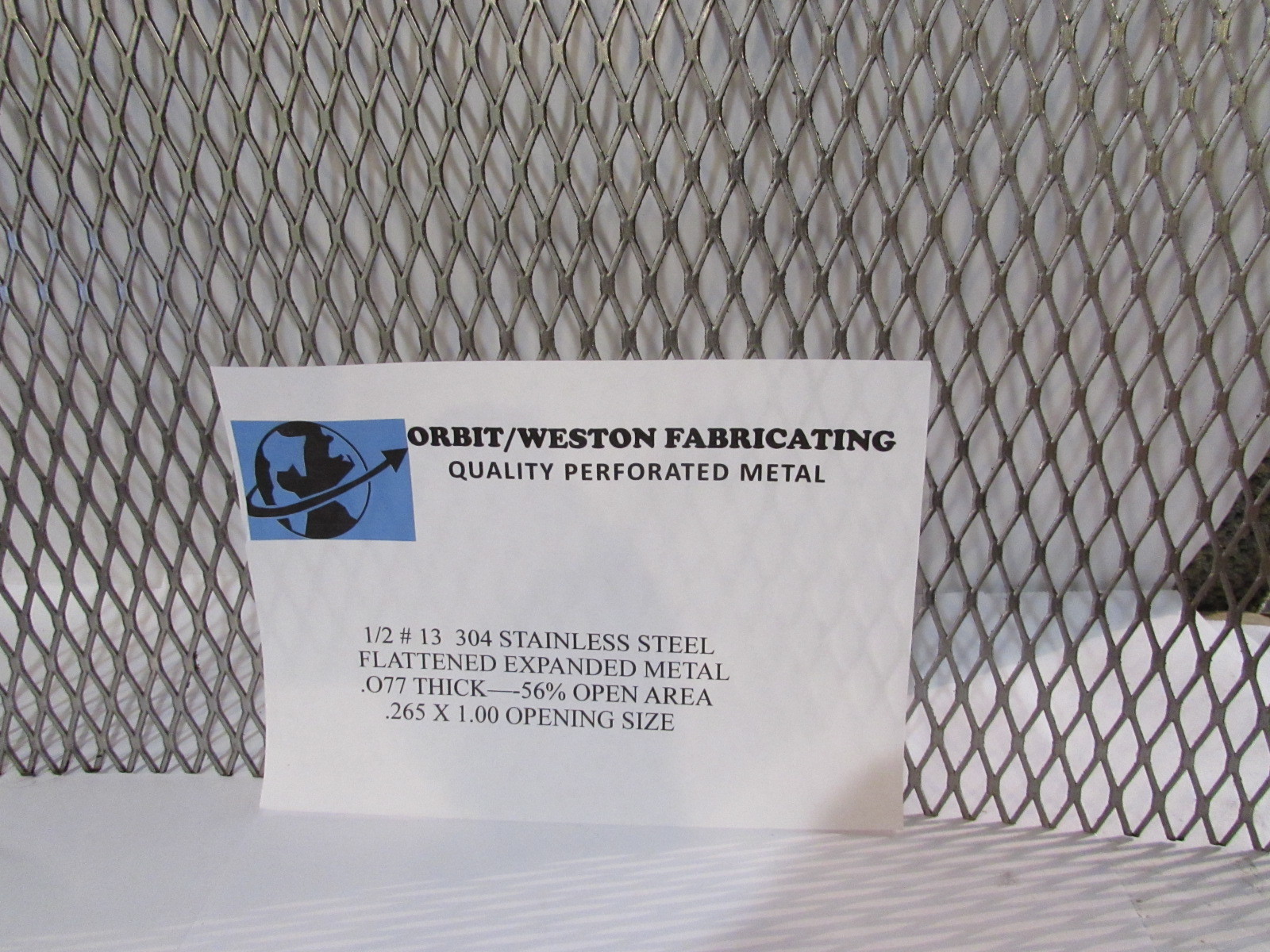 ==1/2 #13 HEAVY DUTY 304 STAINLESS FLATTENED EXPANDED METAL–12″ X 18″=