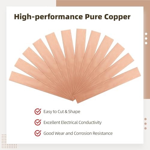 12 Pcs Copper Anode Sheets 0.04″x1″x6″ – High-Purity Electroplating Strips for D