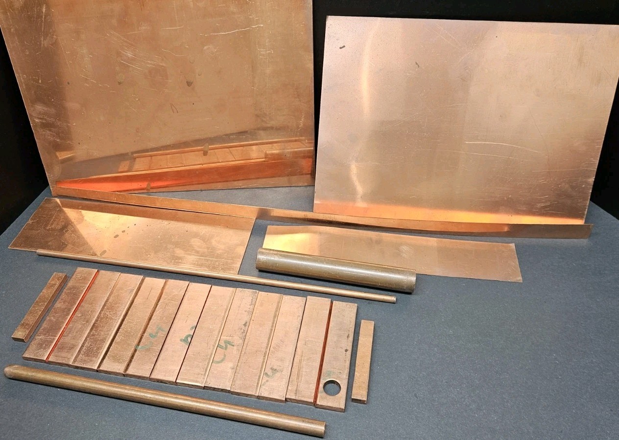 C110 Copper Lot ⅞” Round Bar ¼ Sheet Plate Stock Drops Machinist Welders Backing