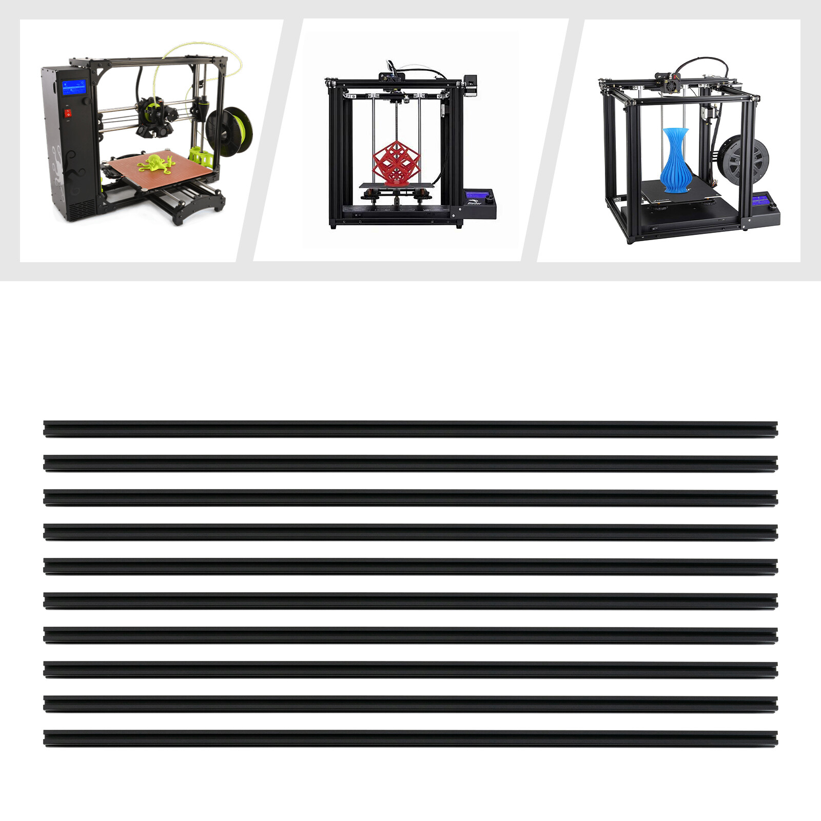 20*20*1000mm 2020 T-Slot Aluminum Extrusion For CNC 3D Printer Black 10 Packs US