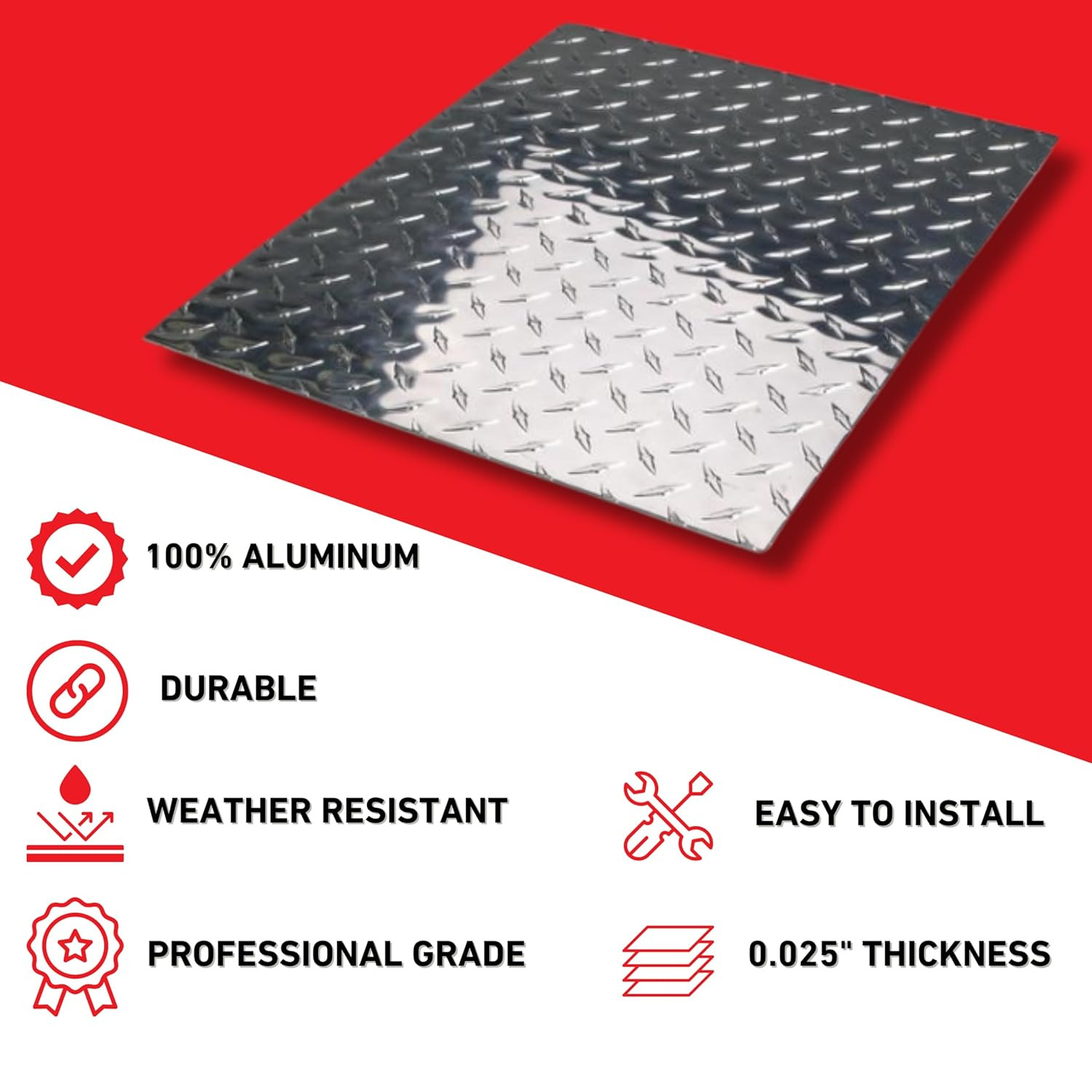 EAGLE 1-0.025 (Thin) 10 FT Embossed Aluminum Diamond Checker Plate Sheets/Rolls