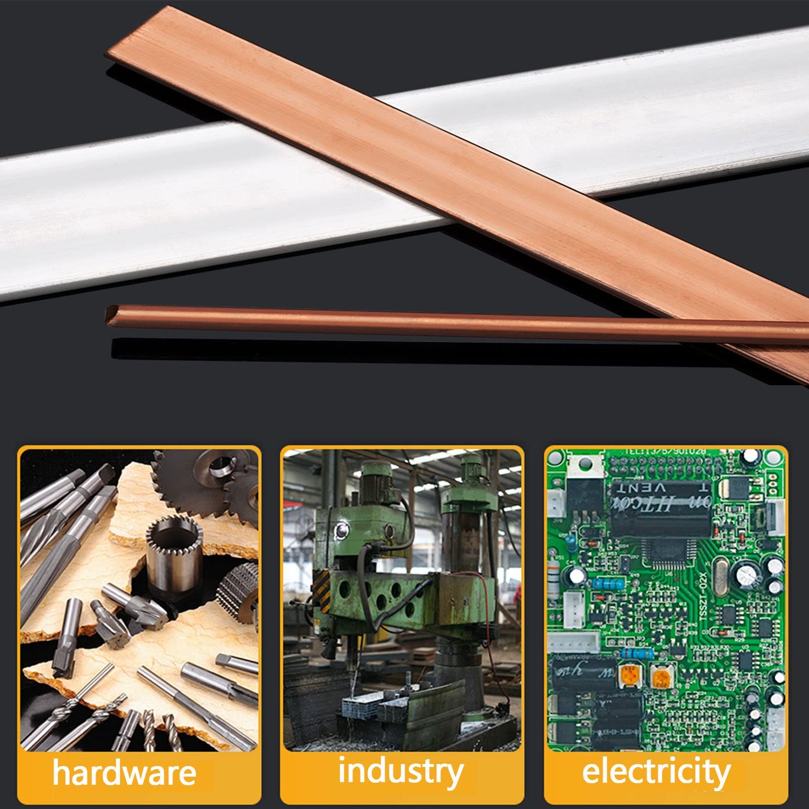 Copper 110 Flat Bar 1/4 x 2 x 6 Inch Long Bus Bar Stock 6mm x 50mm x 152mm