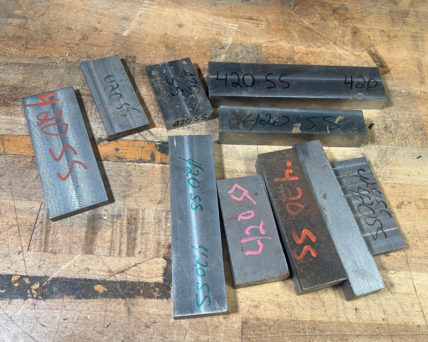 420 Stainless steel SS flat bar stock , tool steel lot, cut offs knife making