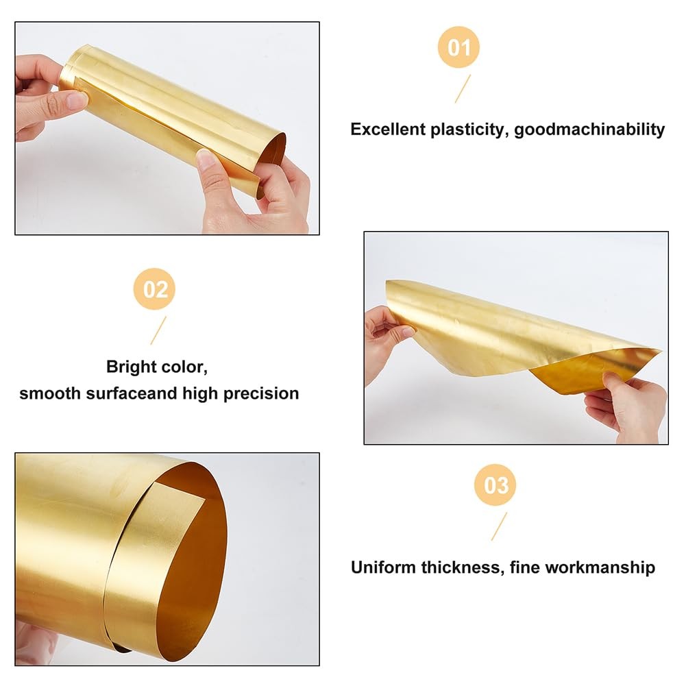 1 PCS Brass Sheet 12×6 Inch 0.01mm Thickness Brass Plates Metal Shim Stock