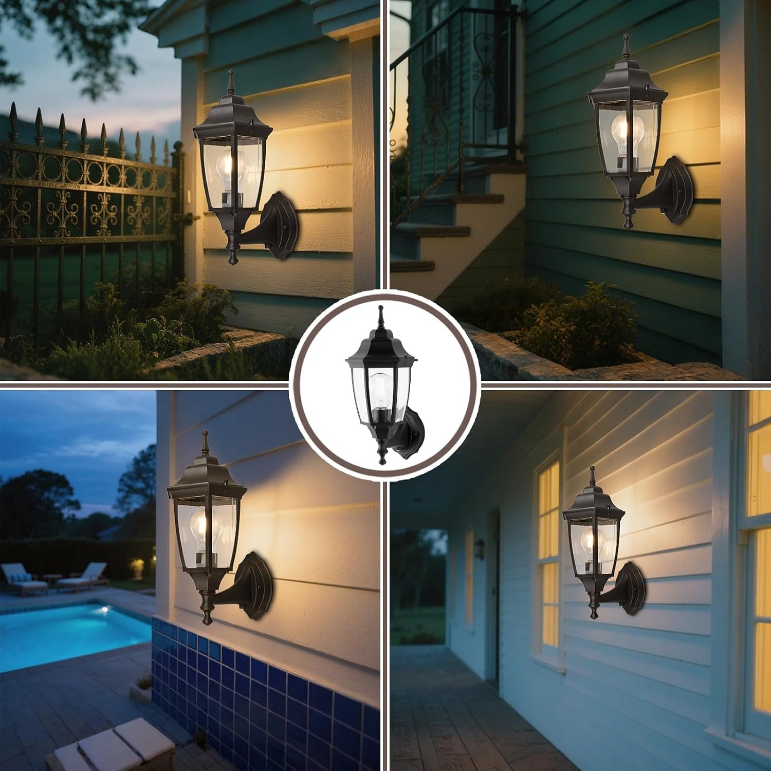 Die-Cast Aluminum & Glass Dusk to Dawn Photocell-Controlled Outdoor Wall Light,