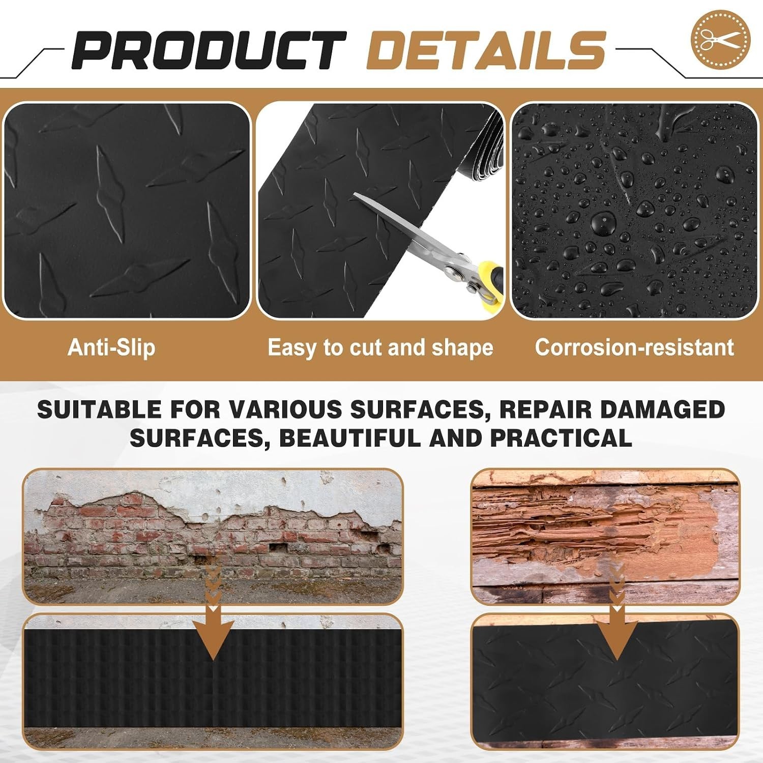 Gisafai 2 Packs Diamond Plate Sheet Metal Aluminum Heavy Duty Tread Non-Slip Dia