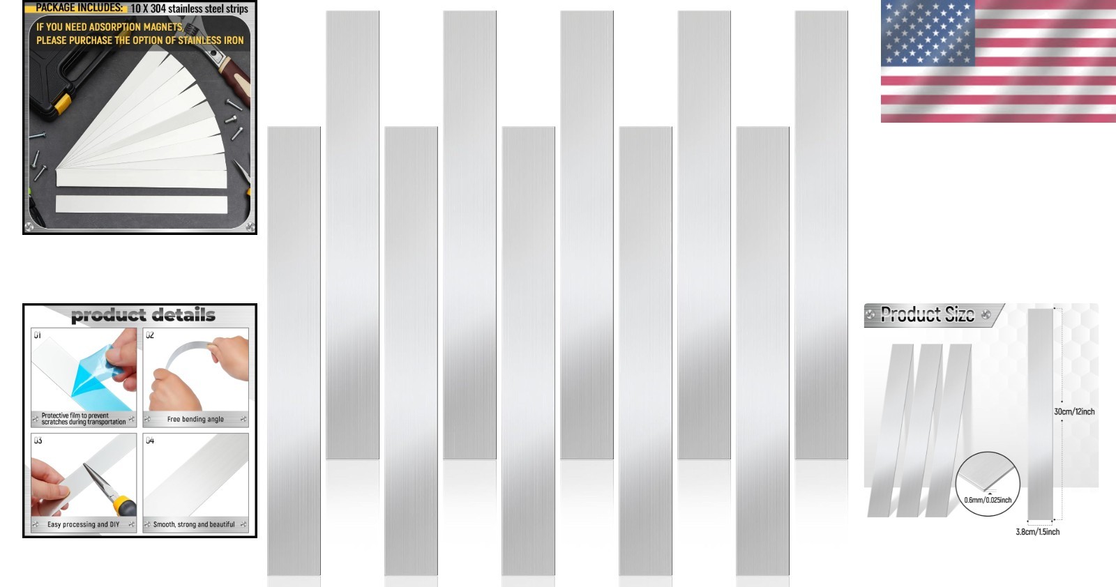 Versatile 10 Pcs Metal Shim Stock – Corrosion-Resistant Stainless Steel Sheets