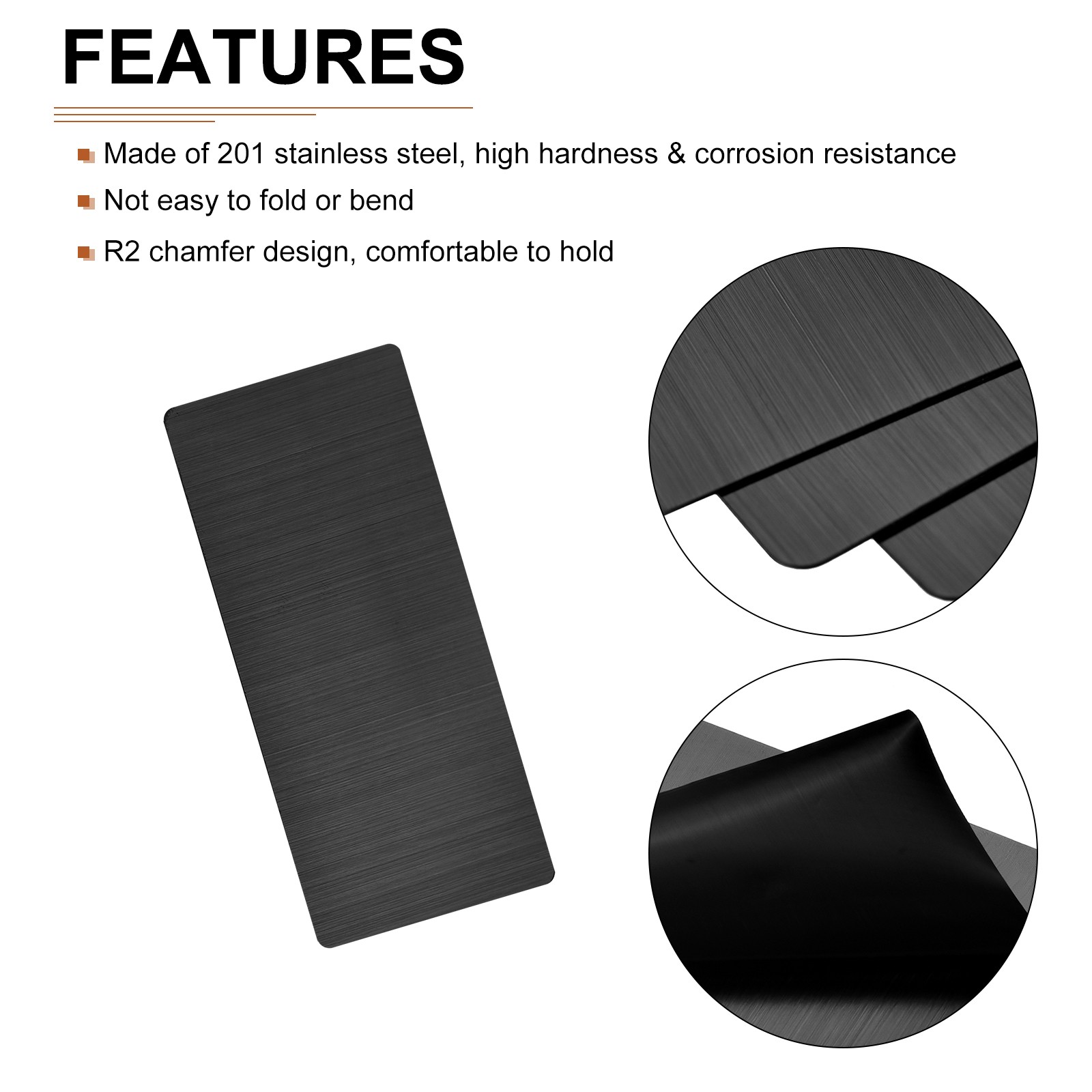 15Pack 50x22x0.4mm Blank Metal Card 201 Stainless Steel Name Cards Dark Grey