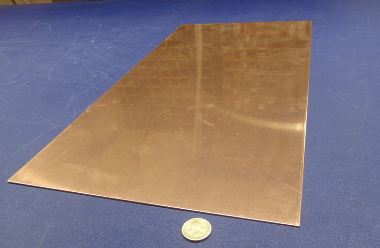101 Copper Sheet 1/8 to 1/4 Hard .040″ Thick x 12.0″ Wide x 24.0″ Length