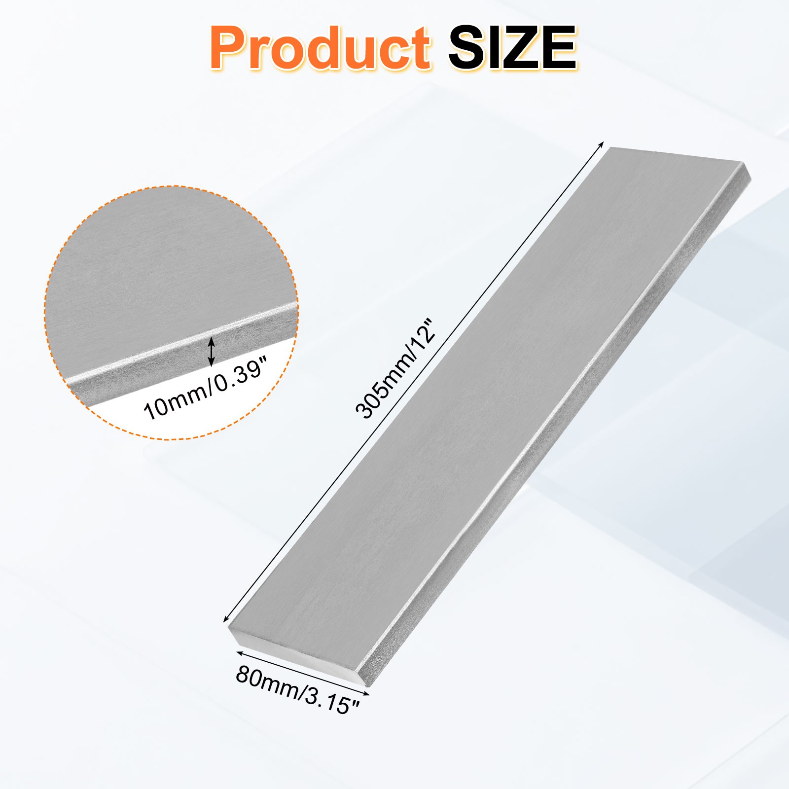 1018 Cold Rolled Carbon Steel Bar, 0.39″x3.15″x12″ Rectangular Flat Bar