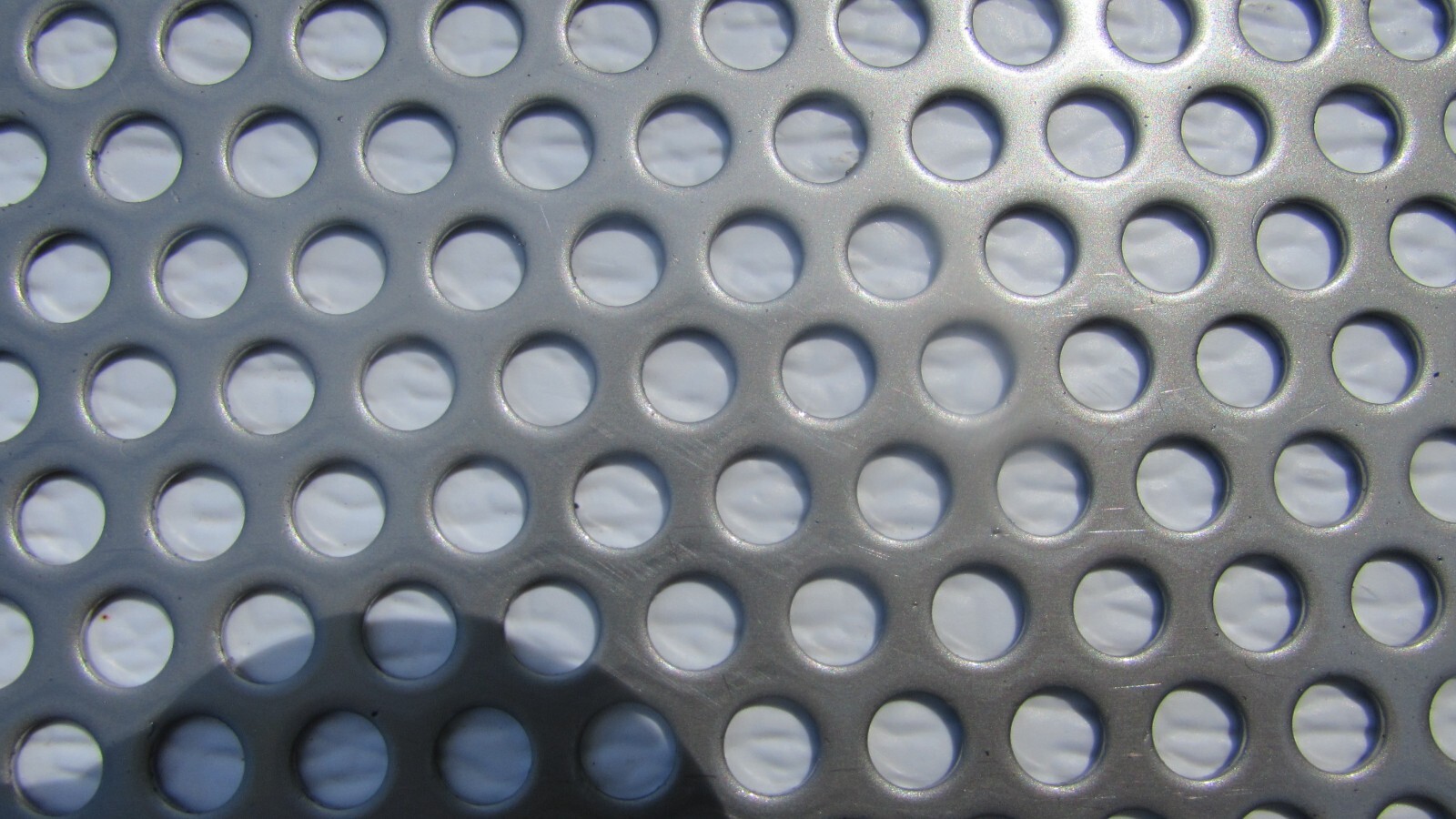 1/4″ HOLES ON 3/8 CENTERS – 16 GA.- STAINLESS PERFORATED SHEET—4″ X 11-1/2″