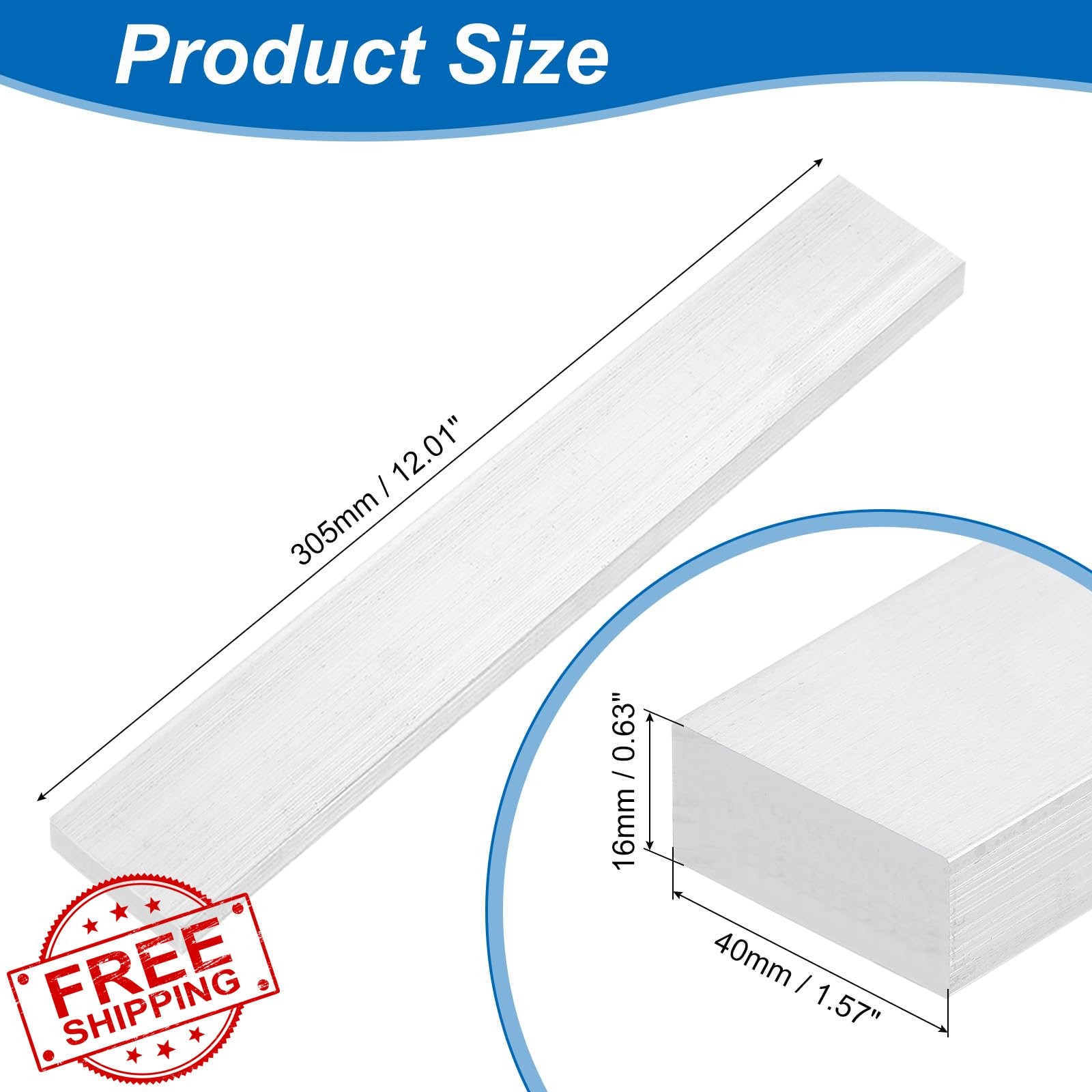uxcell 1pc 5/8″x1-9/16″x12″ Aluminum Flat Bar 6063