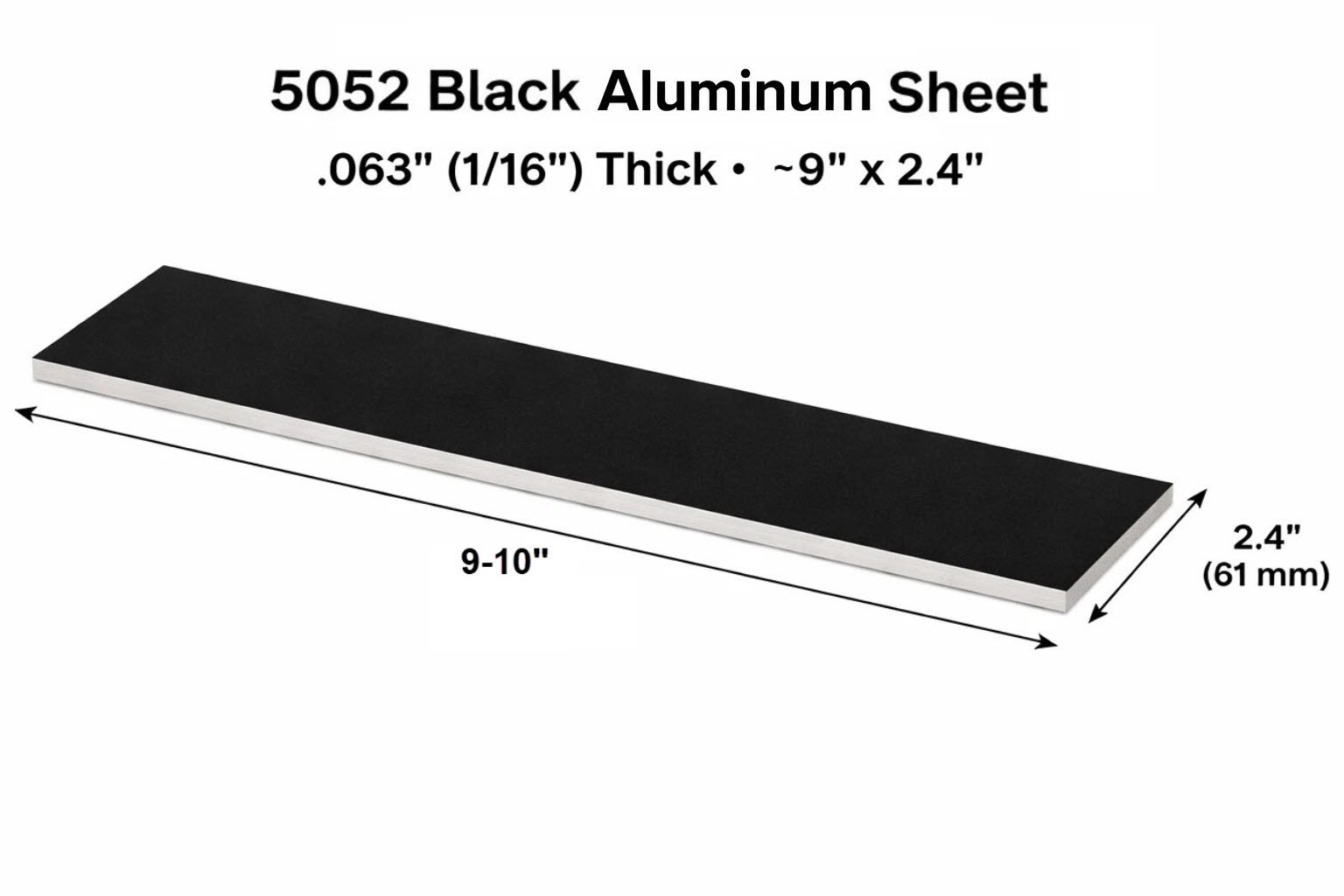 5052 Black Aluminum Sheet 1/16″ (.063) ~9″ x 2.4″ Plate Flat Bar – 2 pack