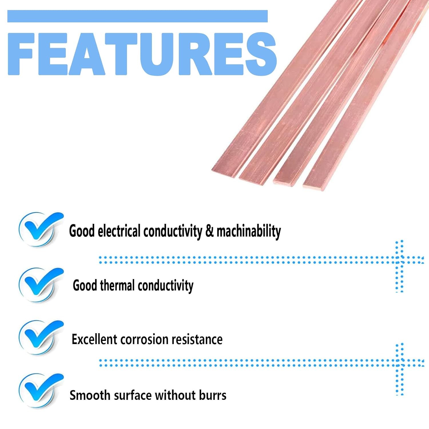 C110 Copper Flat Bar 1/4″ x 1″ x 12″ Bus Bar Pure Copper Strip