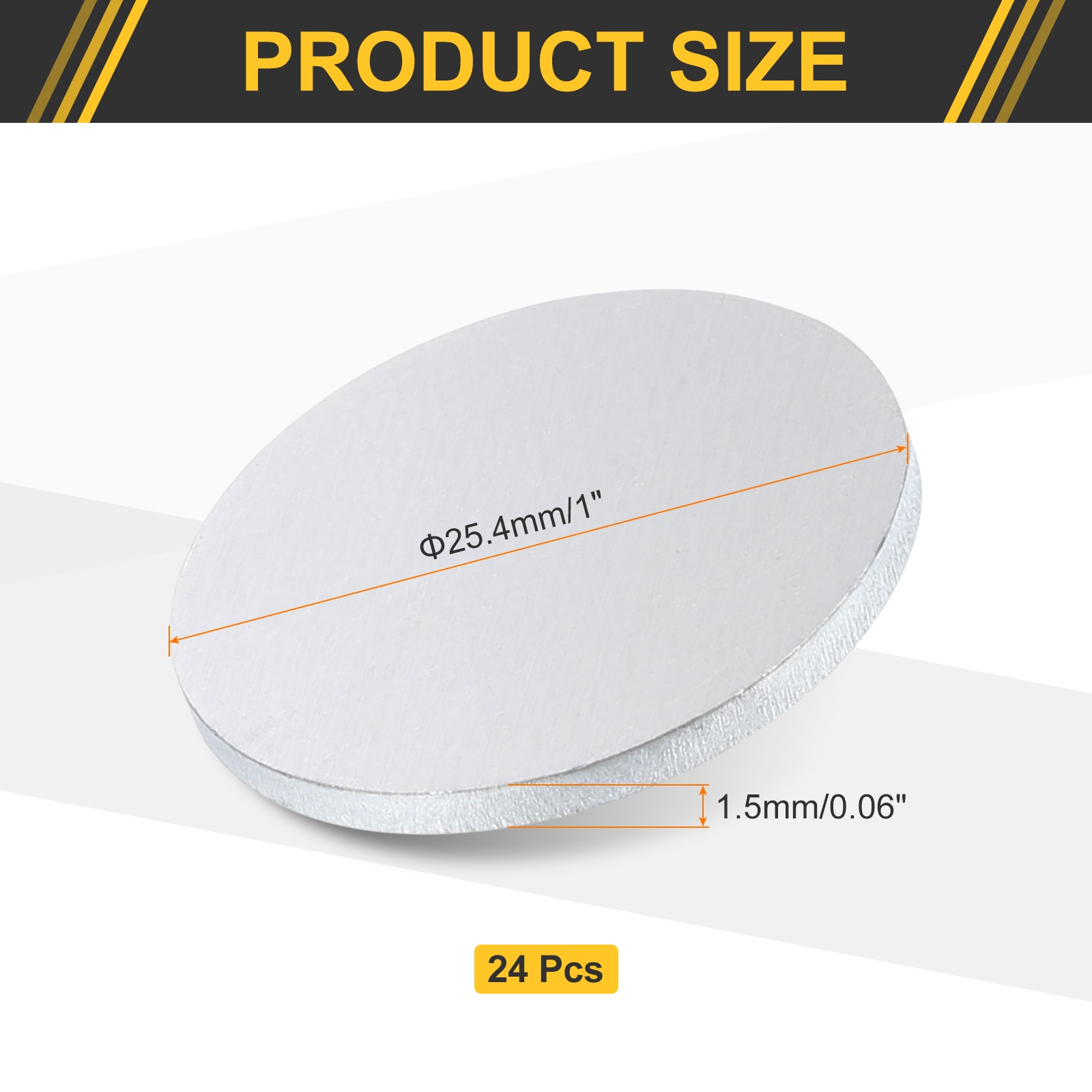 24Pcs Aluminum Disc, 1″(25.4mm) Dia 0.06″(1.5mm) Thick Round 1060 Aluminum Sheet