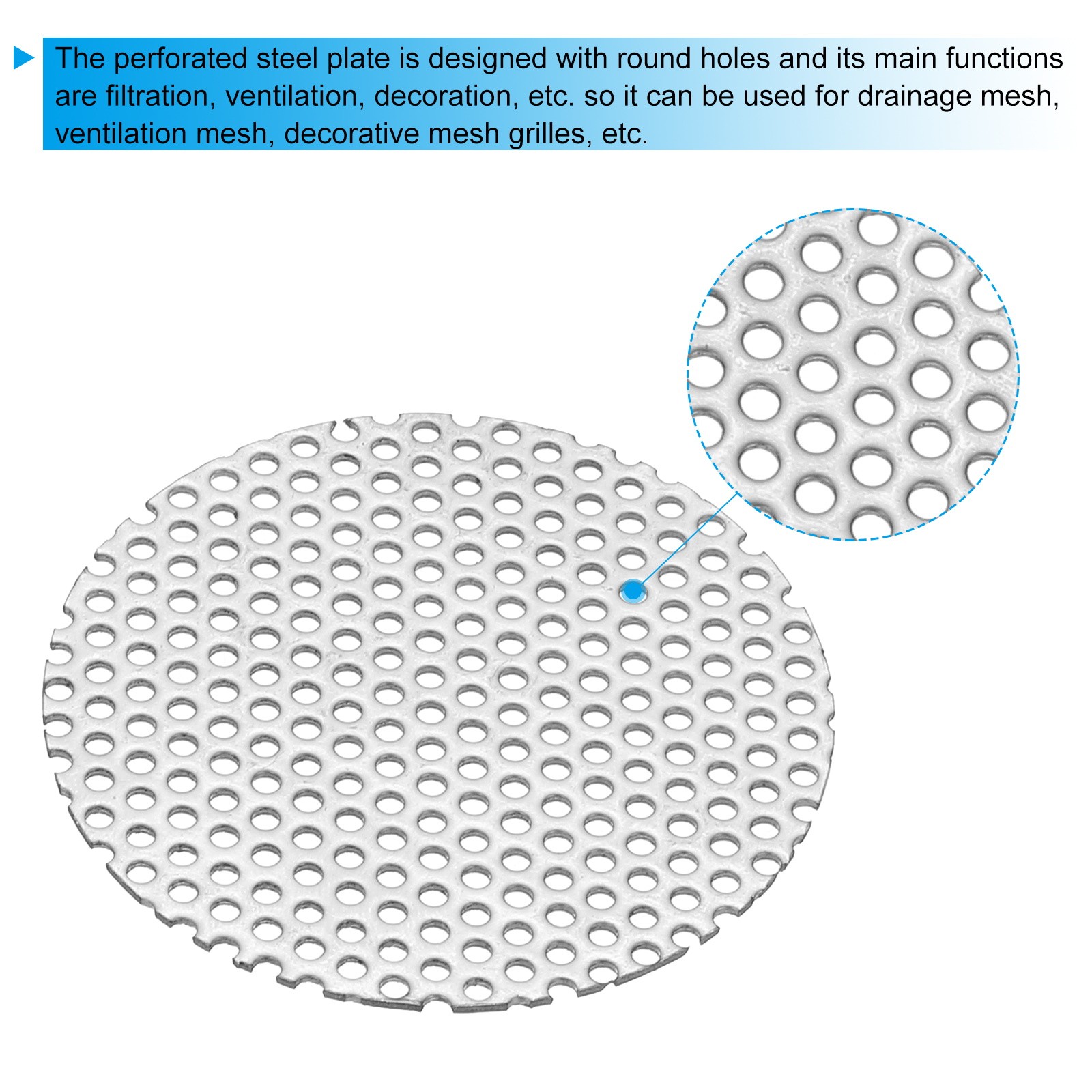 2″ 304 Stainless Steel Perforated Sheet, 4Pcs 0.06″ Hole Metal Mesh Plate