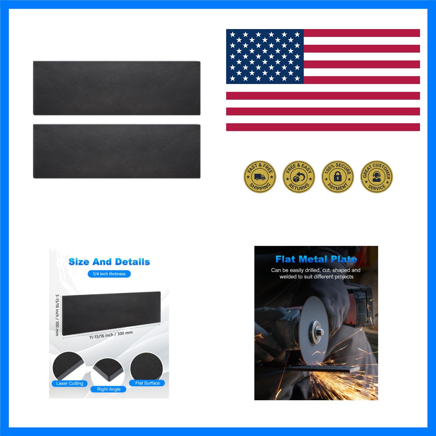 2 Pcs 4 X 12 X 1/4 Inch A36 Steel Plate Hot Rolled | Steel Base Plate for Con…